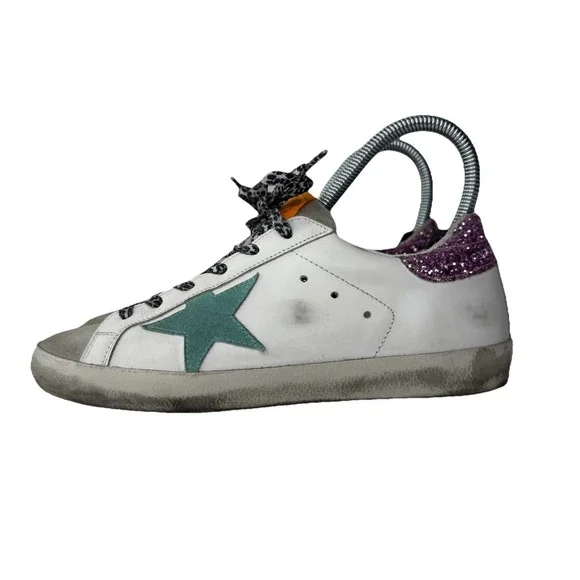 Golden Goose Superstar Classic with List Glitter Sneaker Shoes Womens 36 US 6 - Picture 3 of 16